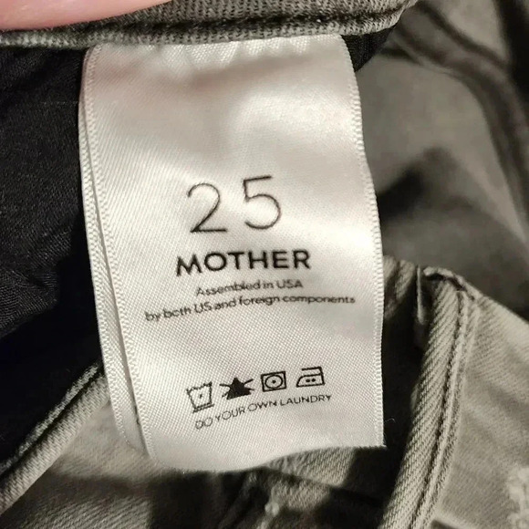 MOTHER Looker Ankle Fray Skinny Stretch Gray Denim Jeans Distressed 25 or 26 - Picture 8 of 11